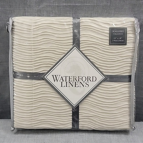 Waterford Linens NEW Allure Scalloped Valance 55×18 Slate Gray - Picture 1 of 6